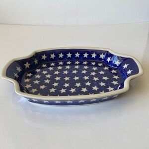 Boleslawiec Polish Pottery Tray Stars and Stripes Vintage Collectible